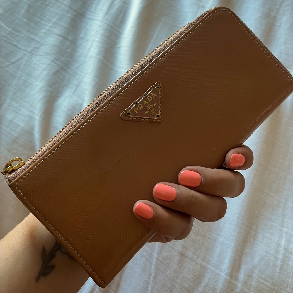 PRADA Authentic Preowned Beige Zip Wallet